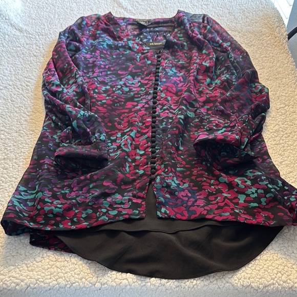 MM Couture Tops - MM Couture Red and Purple Sheer Blouse with Tank top